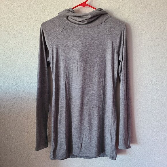 Athleta US Women's Size XS Essence Hooded Tunic Long Sleeve Gray Stretch - Picture 2 of 13